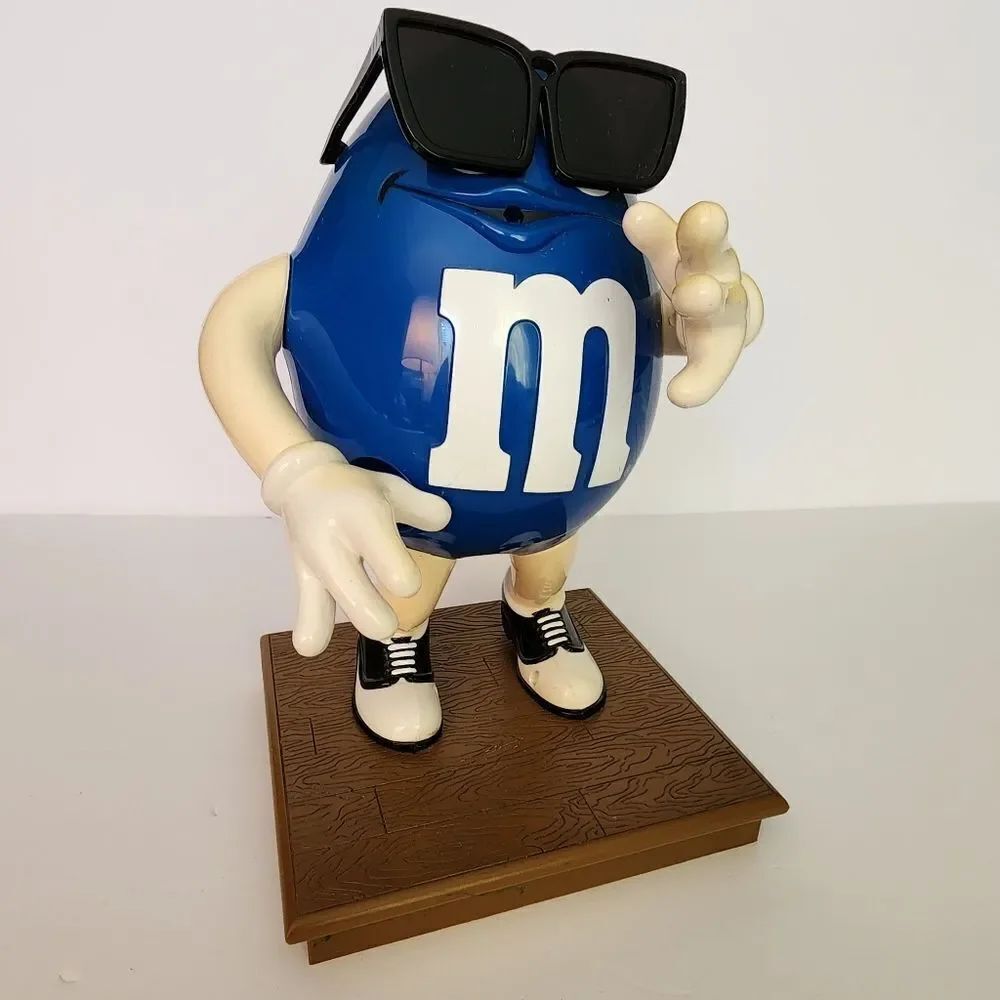 Vintage Blue M & M Candy Dispenser With Sunglasses